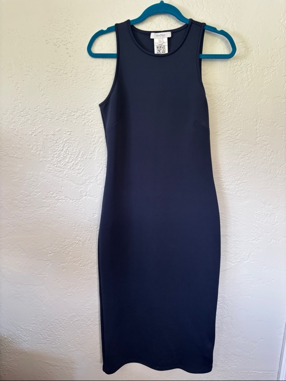MaxMara Leisure Angola Navy Jersey Stretch Sleeveless Midi Sheath Dress